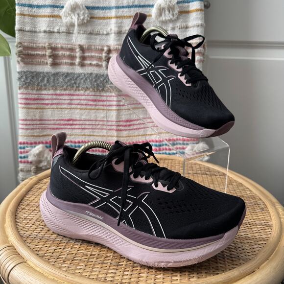 ASICS Glideride Max Black Pale Pink Road Running Walking Sneakers Women’s 7 - Picture 1 of 10